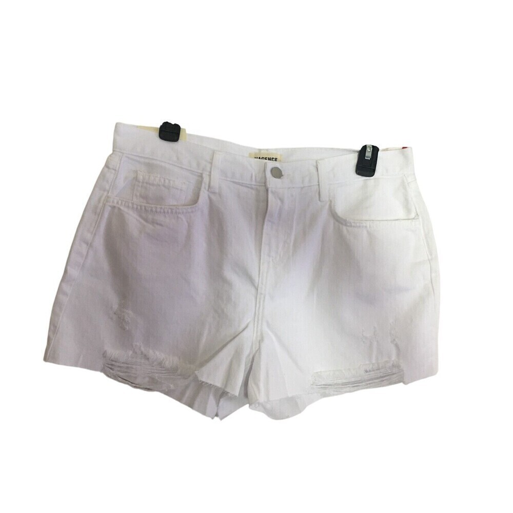 L'Agence Short Shorts Women's Size 30 White Cotton Distressed Raw Hem Audrey